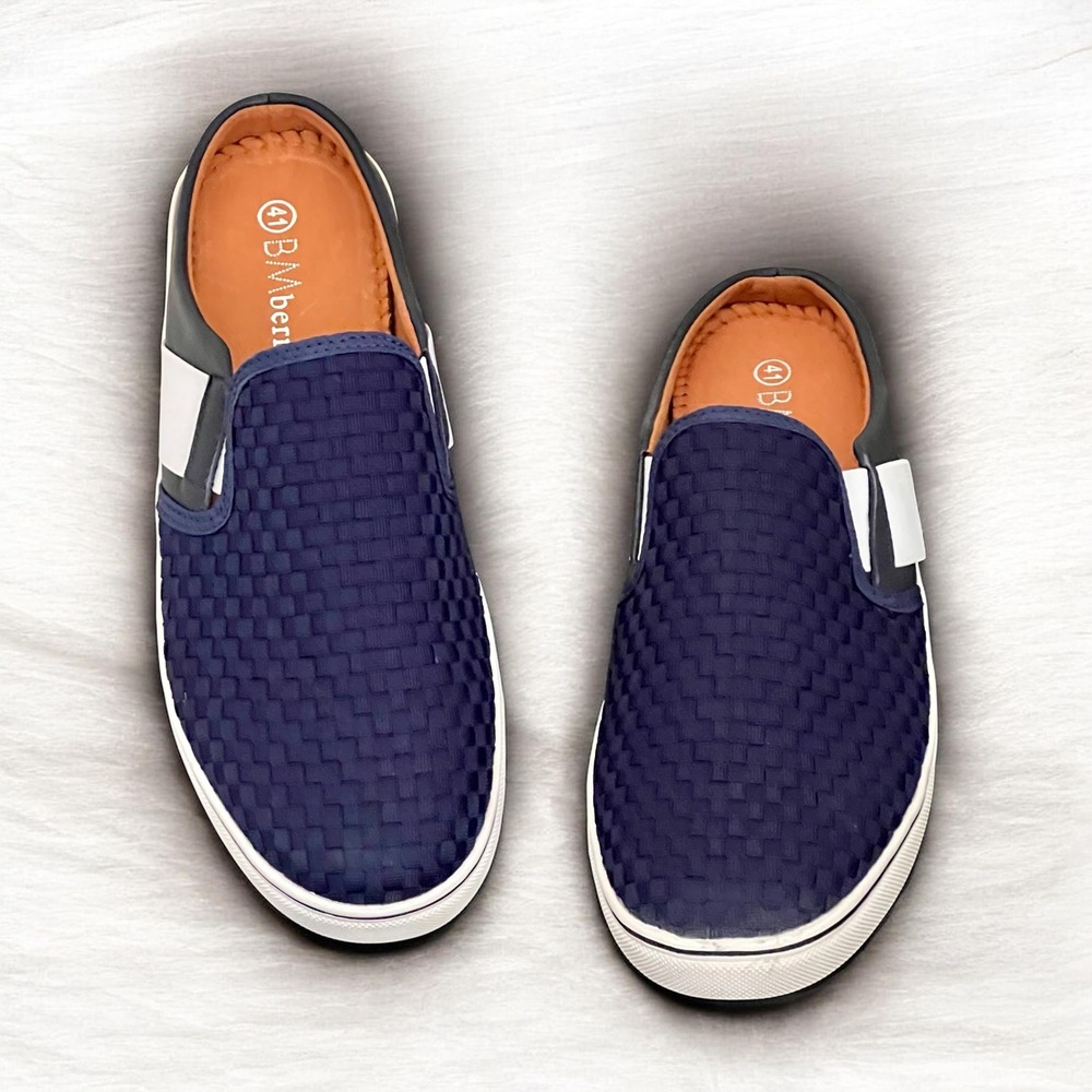 Bernie Mev Slip On Mules Sz EU 41 Woven Elastic Memory Foam Artemis Walking Navy - Picture 9 of 14